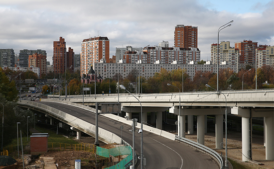 Строительная площадка участка Северо-Восточной хорды, которая должна связать трассу М11 с Дмитровским шоссе. Октябрь 2016 года