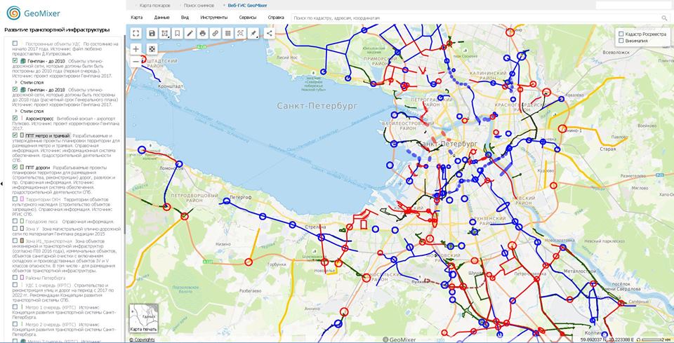 В Петербурге создали карту будущих дорог и станций метро