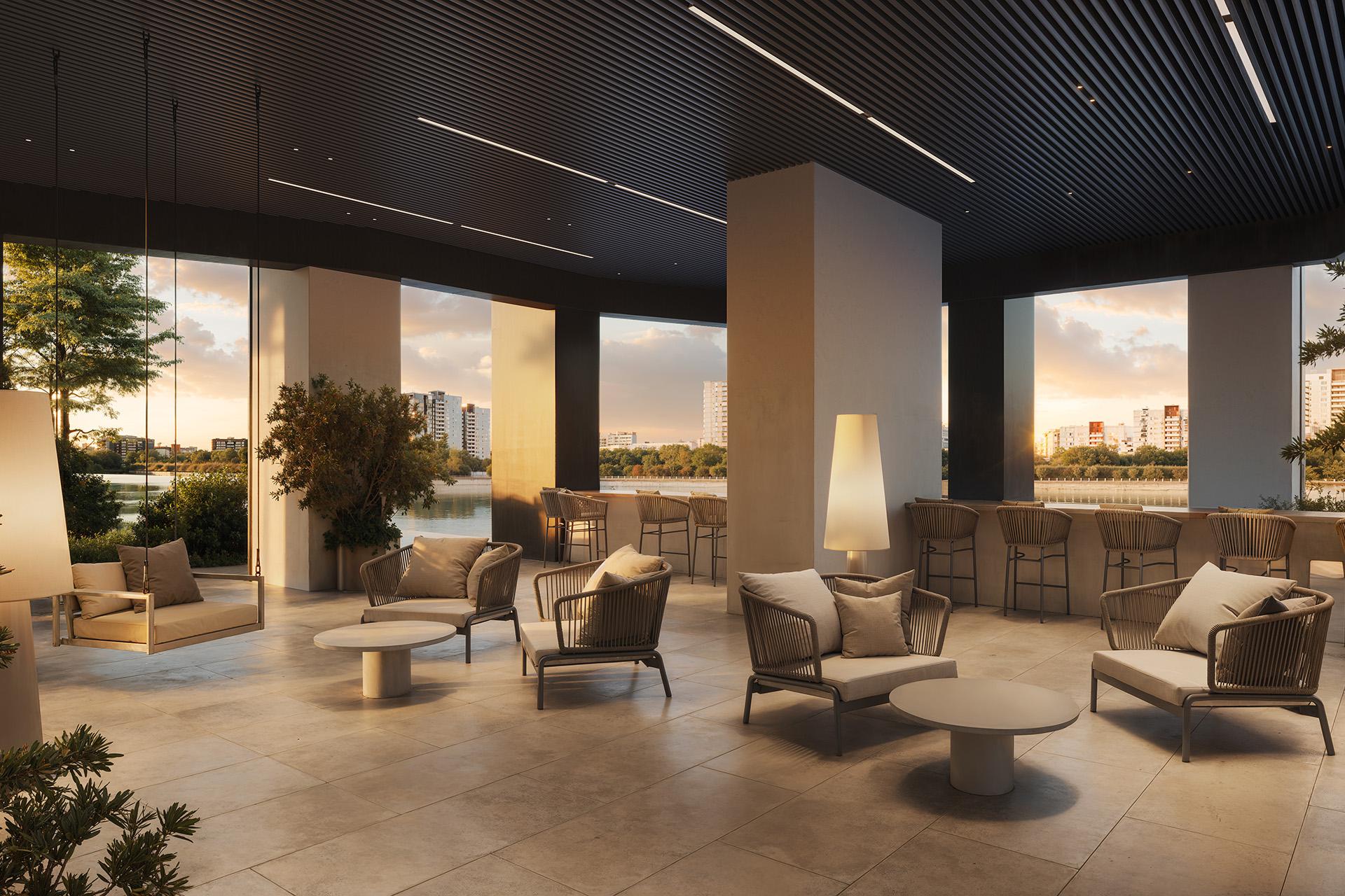 Наружные лобби с видом на реку