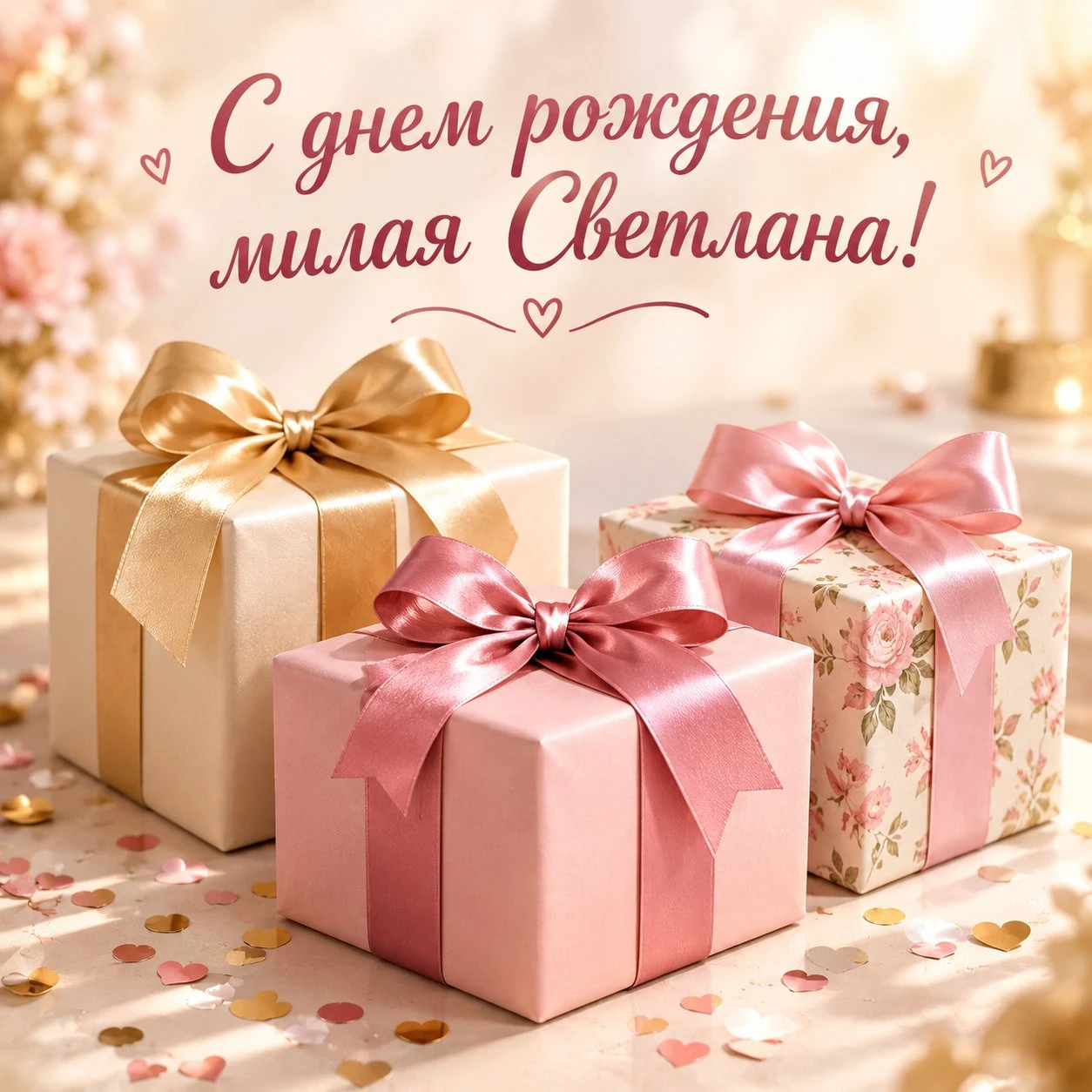Красивая открытка с поздравлением с днем рождения Светлане
