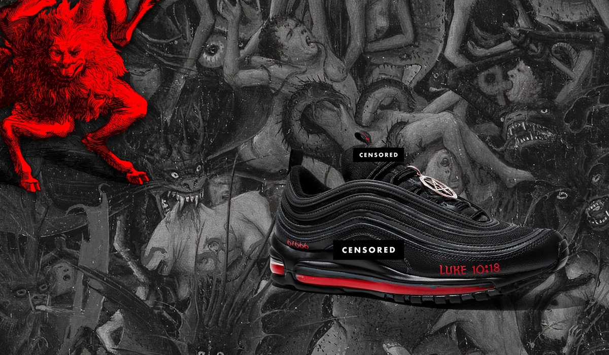 Кроссовки MSCHF Satan Shoes, созданные на базе модели Nike Air 97