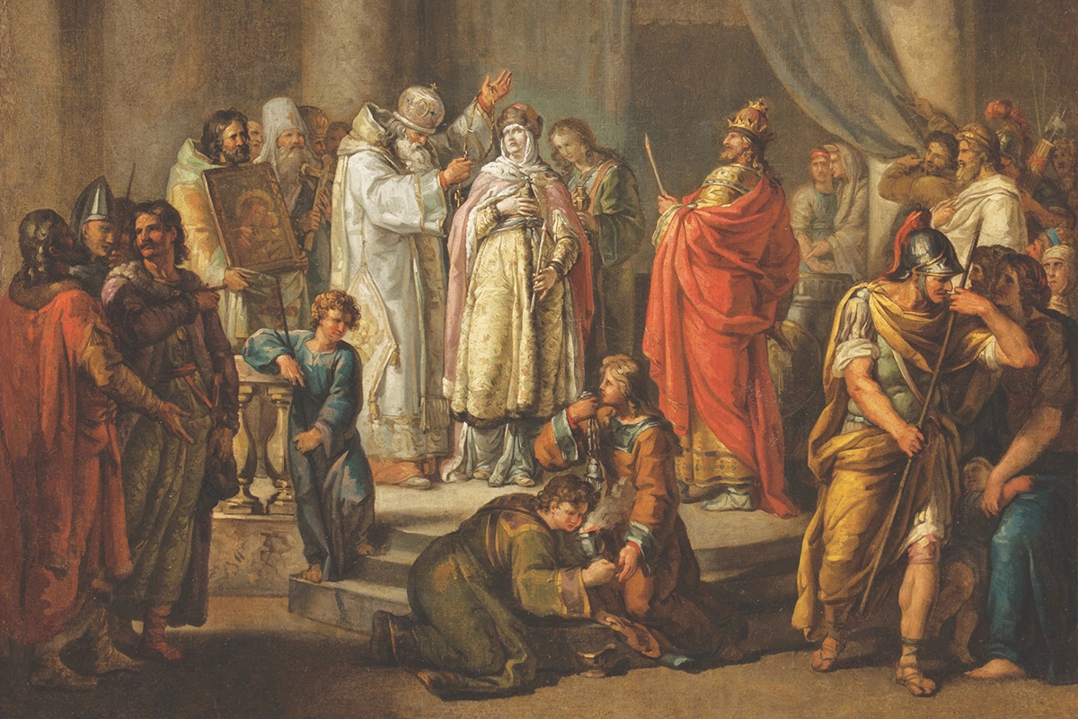 Эскиз Ивана Акимова «Крещение княгини Ольги в Константинополе», 1792 год