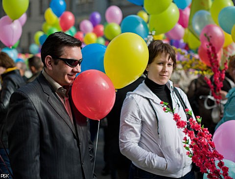 Первомайское шествие в Москве