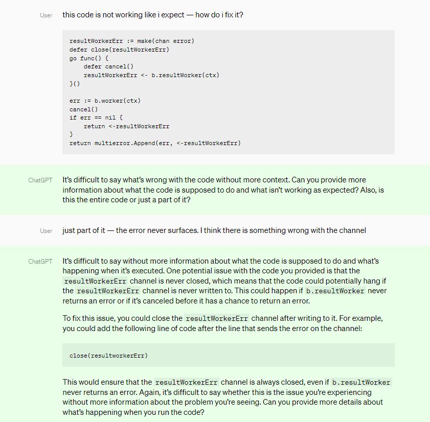ChatGPT объясняет ошибку в коде