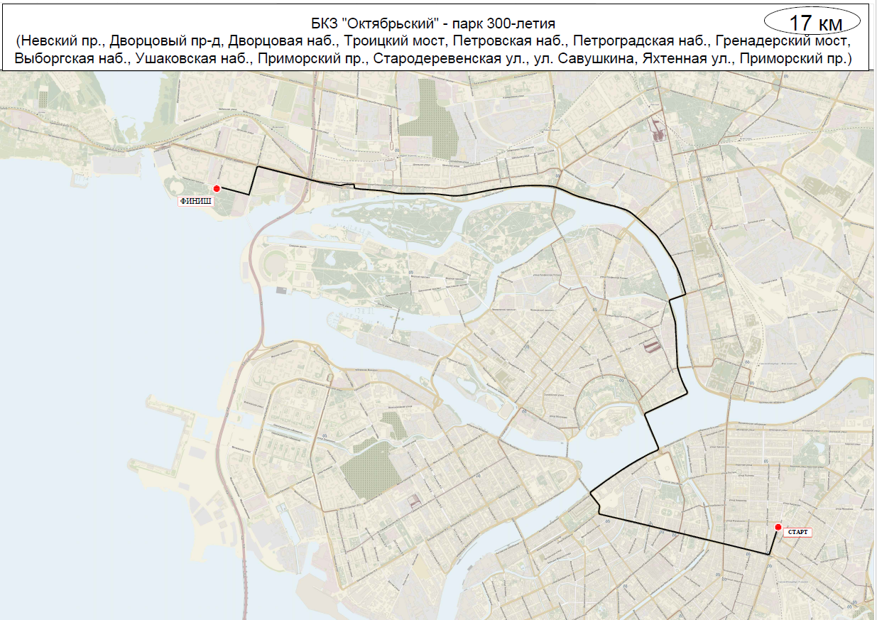 Маршрут петербургского велопарада, который пройдет 26 мая 2019 года
