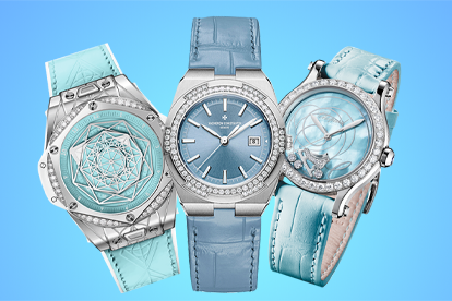 Big Bang One Click Sang Bleu Turquoise, Hublot
Overseas 33 mm, Vacheron Constantin
Happy Sport Tatiana Navka Edition, Chopard