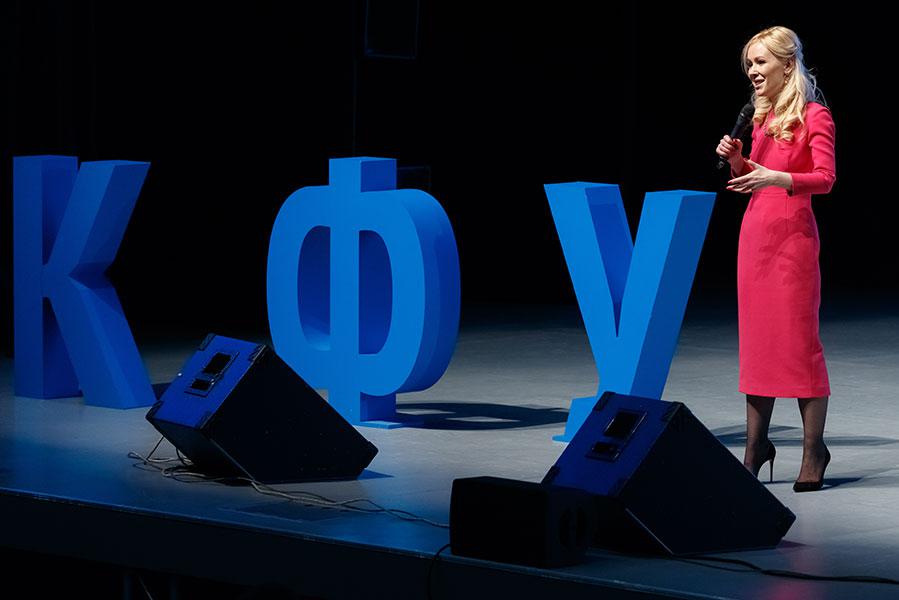 Екатерина Мизулина, руководитель Лиги безопасного интернета, на встрече со студентами Казанского федерального университета, февраль 2024 года