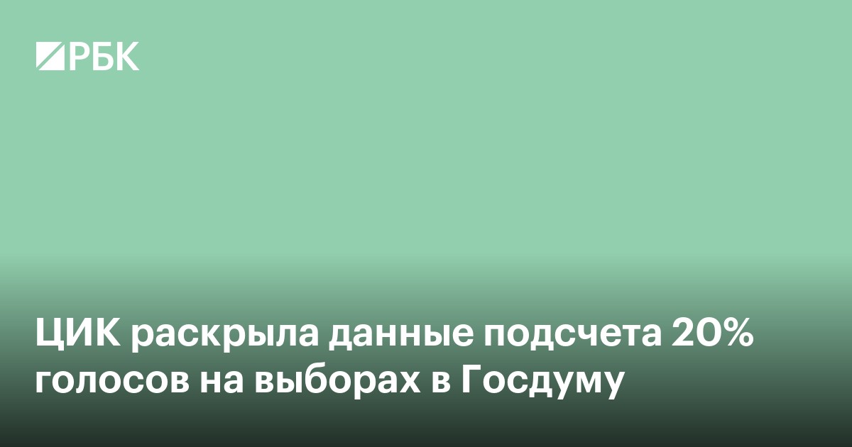 ЦИК раскрыла данные подсчета 20% голосов на выборах в Госдуму