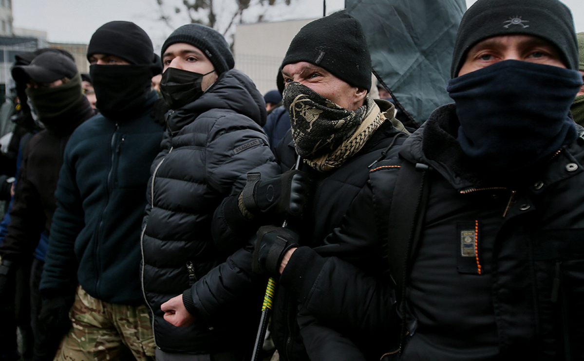 Участники акции националистов в Киеве