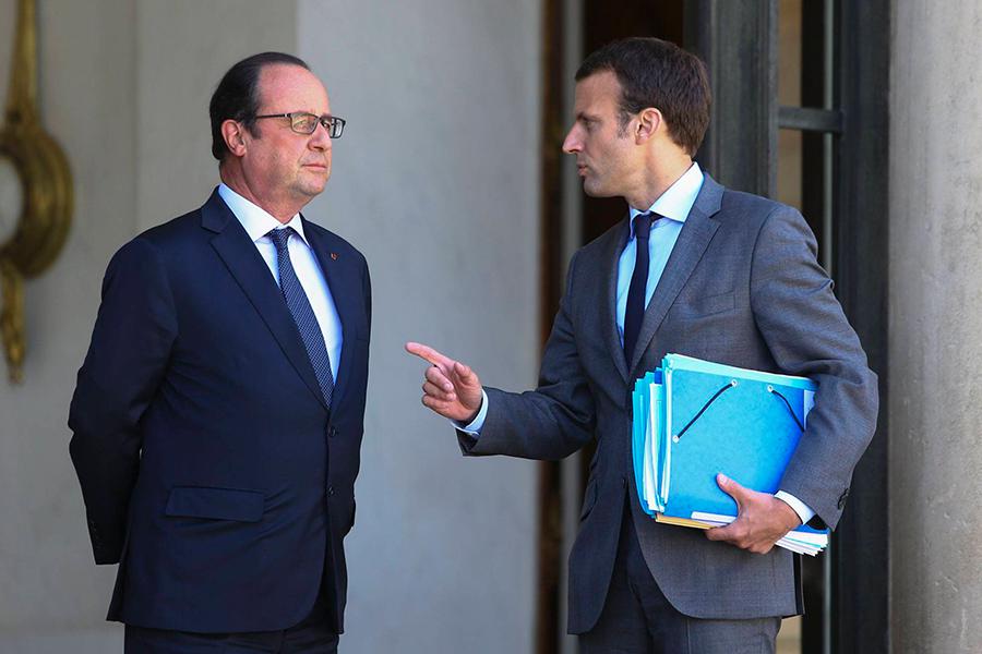 Франсуа Олланд&nbsp;и Эмманюэль Макрон. 2015 год