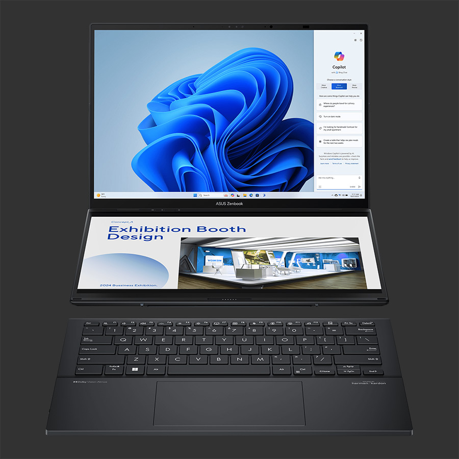 ASUS представила первый в мире ноутбук с двумя 14-дюймовыми OLED-экранами Zenbook Duo. Как заявляет производитель, пользователи смогут решать с помощью двух экранов сразу много задач. У устройства предусмотрена съемная Bluetooth-клавиатура и встроенная подставка. Ноутбук оснащен процессором Intel Meteor Lake. Оба экрана сенсорные и смогут разворачиваться на 180 градусов, имеют разрешение 2880x1800 пикселей и частоту обновления 120 Гц. Запуск продаж запланирован на первую половину года. Цена будет начинаться от $1500.