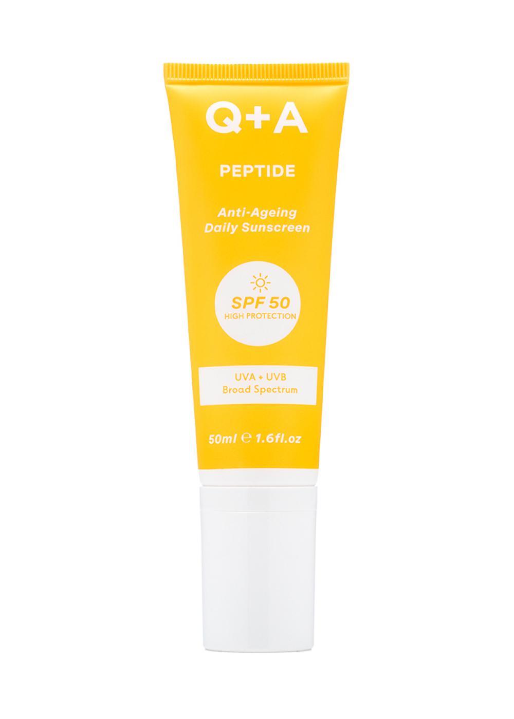 Солнцезащитный крем для лица Peptide SPF 50, Q+A, 2244 руб. («Иль де Ботэ»)