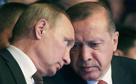 Президент России Владимир Путин и&nbsp;президент Турции Реджеп Тайип Эрдоган (слева направо)

