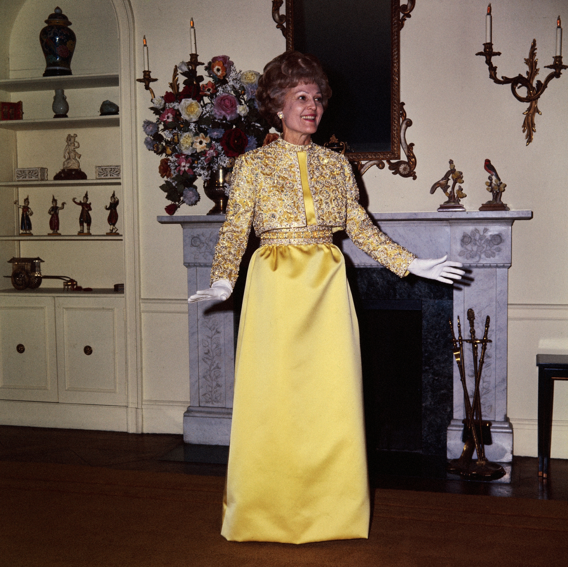 Пэт Никсон в платье Karen Stark for Harvey Berin, инаугурационный бал, 1969 год