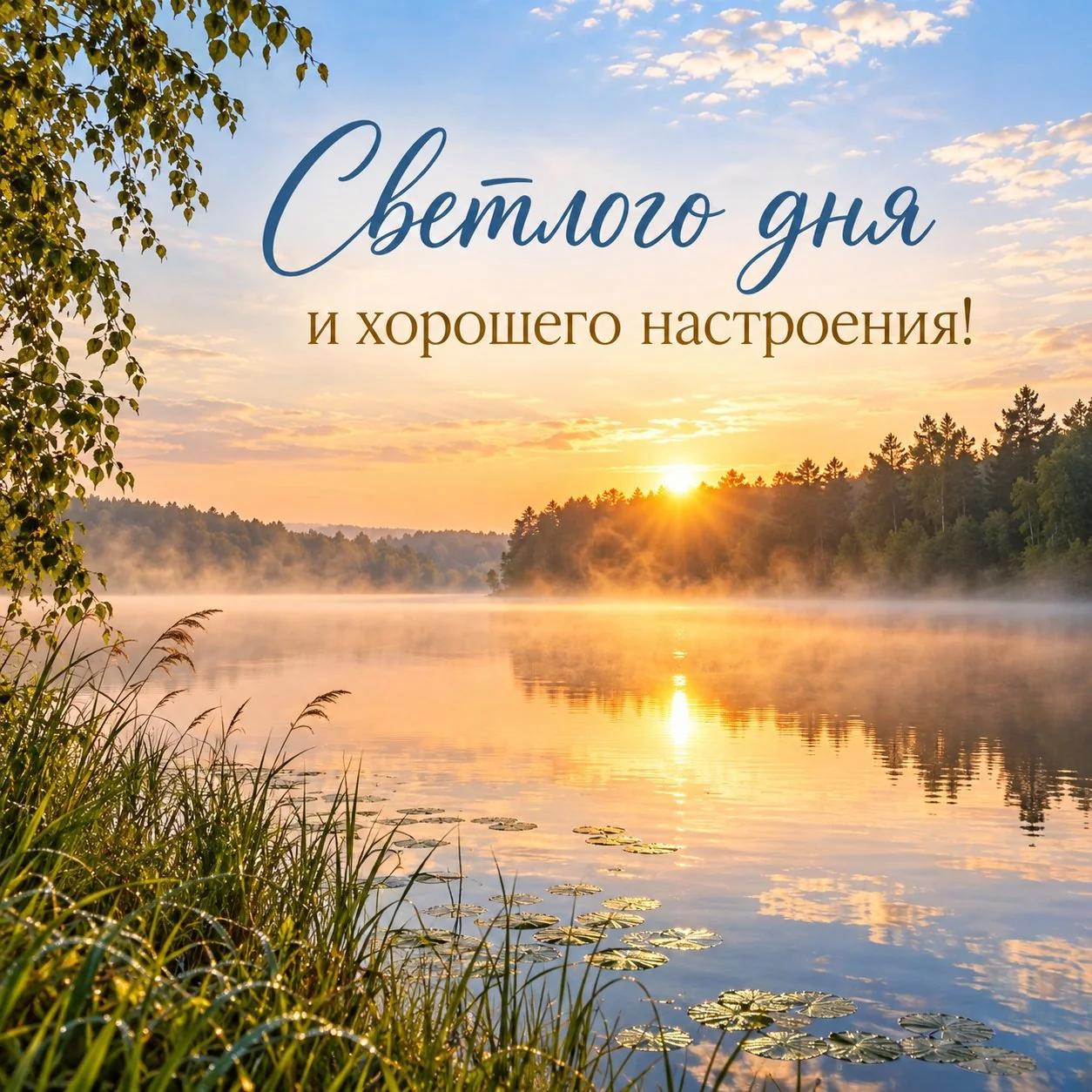 Красивая открытка с пожеланием светлого дня и хорошего настроения