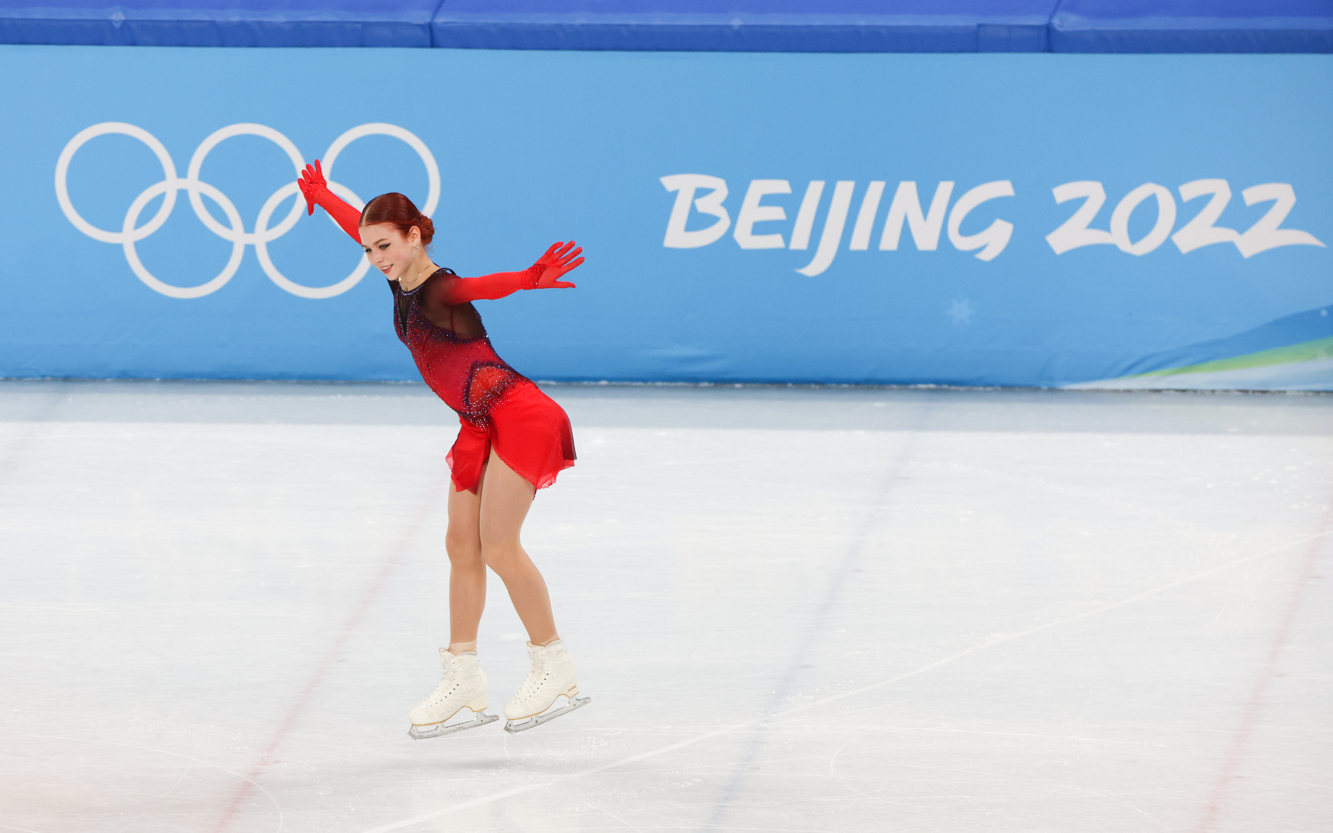 Александра Трусова во время выступления на Олимпиаде в Пекине&nbsp;