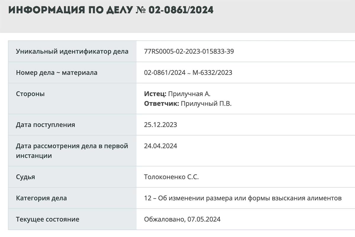 <p>Скриншот с портала судов общей юрисдикции Москвы</p>