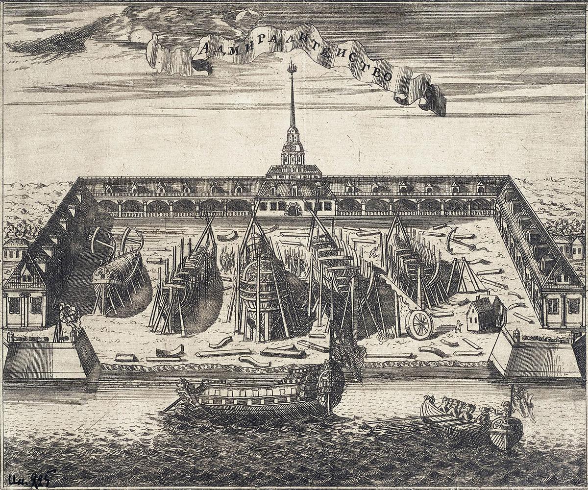 Адмиралтейство на гравюре 1716 года