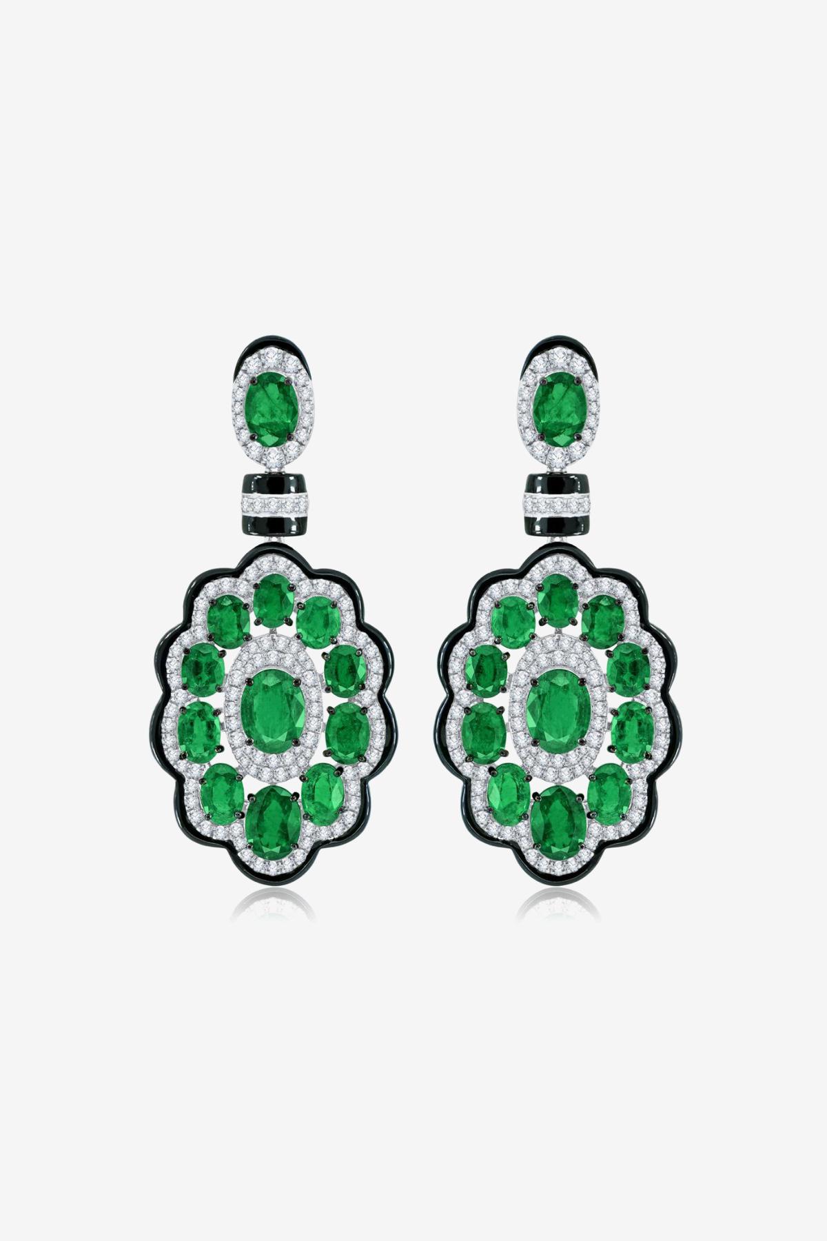 Серьги Melange с изумрудами, Sutra Jewels (ЦУМ)
