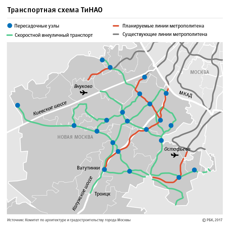 В Новой Москве запланировали 72 км метро стоимостью до 700 млрд руб.