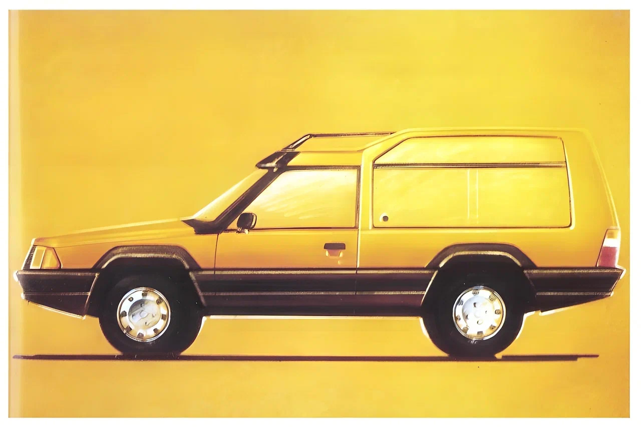 Эскиз — нет, не «Москвича» — поколения Rancho II с прицелом на выпуск компанией Renault. В итоге Matra с Renault предпочли заняться проектом минивэна Espace и не прогадали