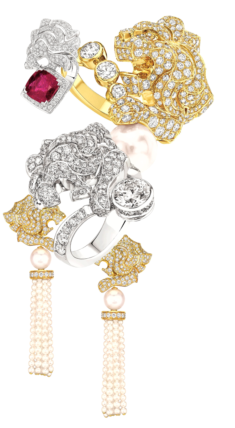 Серьги и кольца Lion Protecteur, кольцо Lion Birman с бирманским рубином