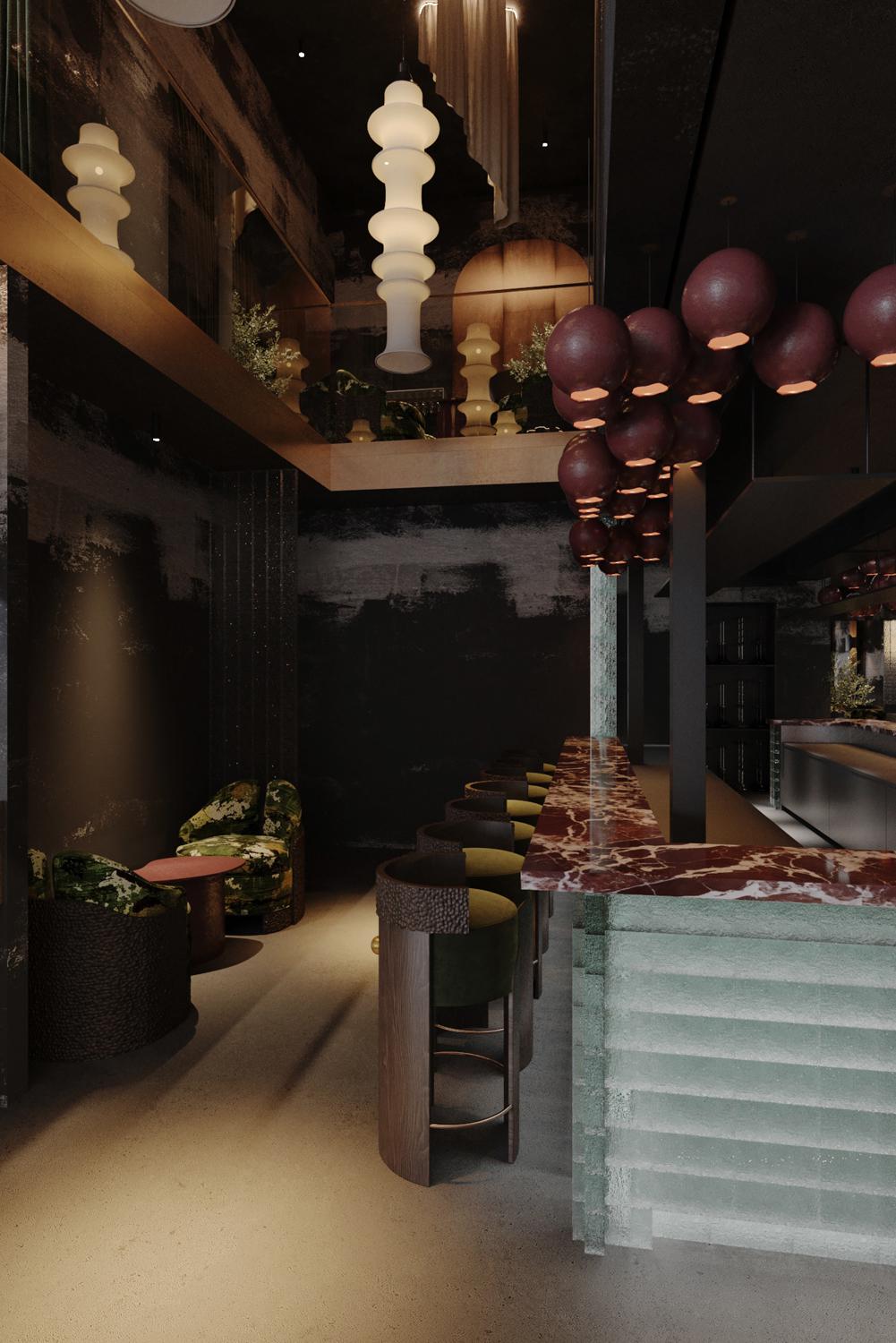 Интерьер кальянной сети «Мята»