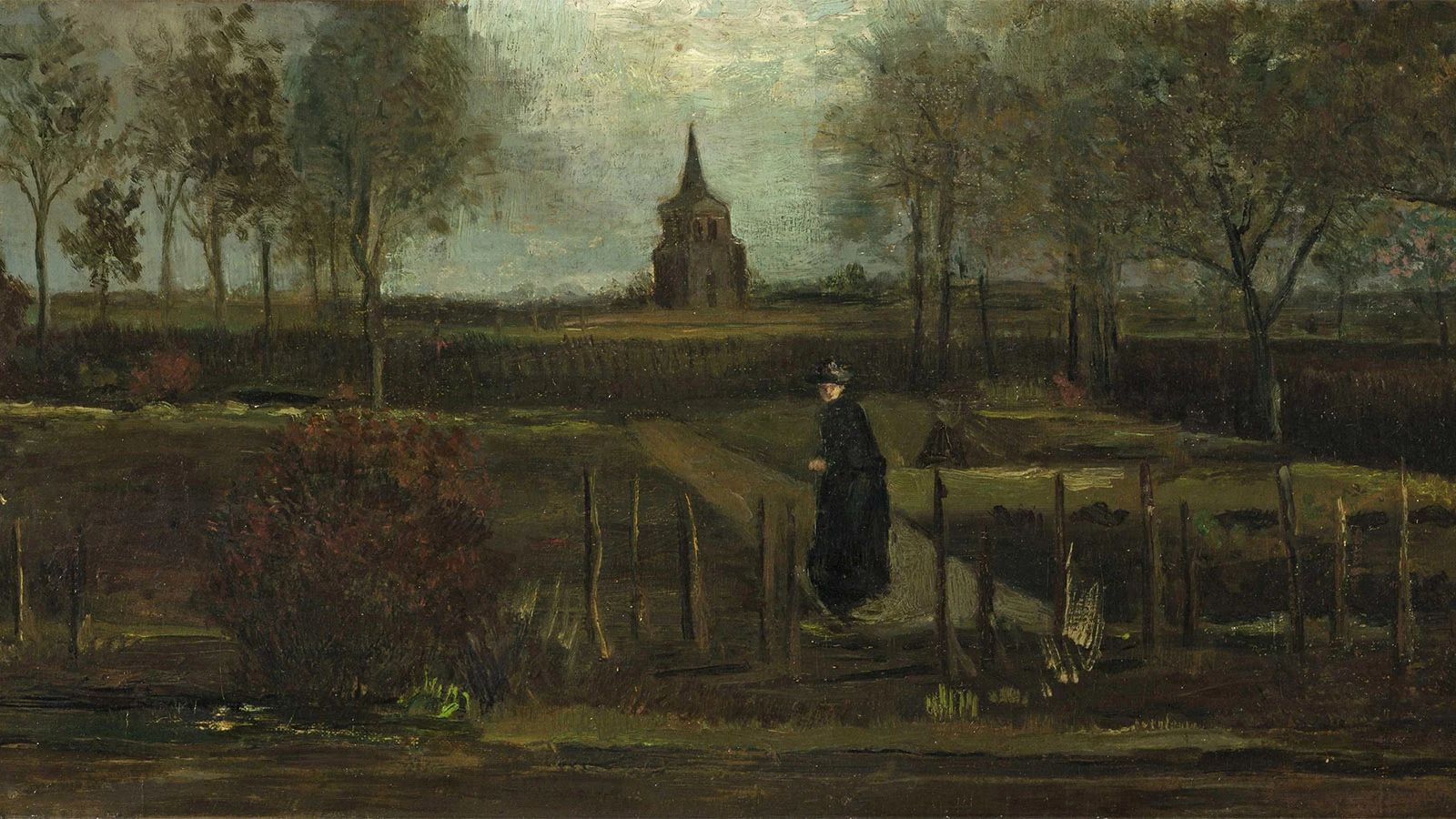 <p>Фрагмент картины Винсента Ван Гога &laquo;Сад священника в Нюэнене, весна&raquo;</p>
