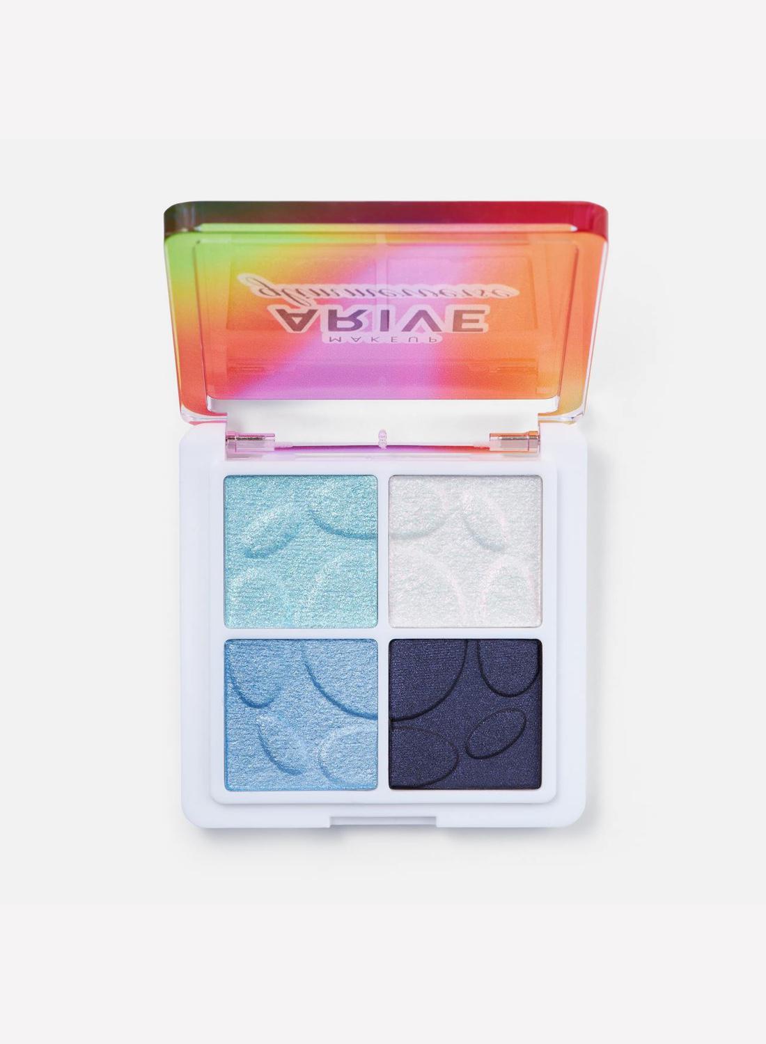 Палетка теней Glimmerverse Invented Ethos Multichrome Eyeshadow Quad, 02 A Seaside Story, Arive Makeup, 1215 руб. (Ozon)