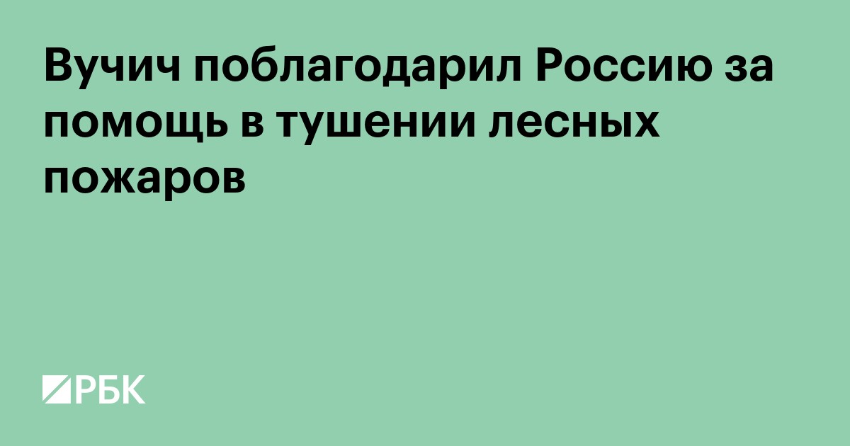 Вучич поблагодарил Россию за помощь в тушении лесных пожаров