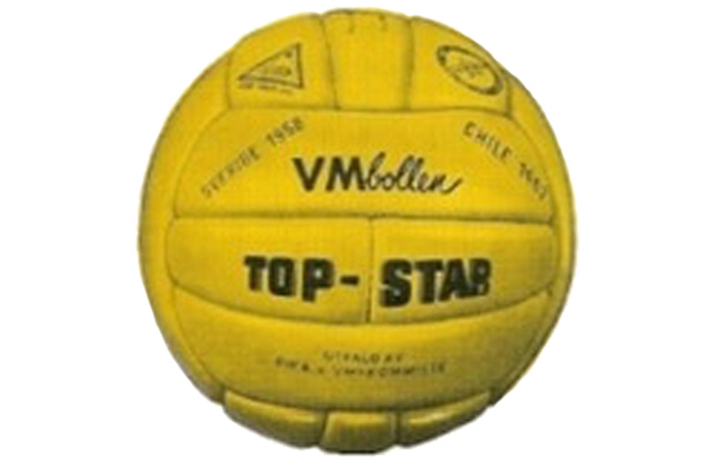 ФИФА выбрала официальный мяч чемпионата мира-1958 в Швеции из 102 кандидатов в ходе слепого теста. Победителем конкурса стал Top Star от компании Sydsvenska L&auml;der &mdash; och Remfabriken из шведского Энгельхольма.

Мячи чемпионата мира 1958 года были желто-белыми, но в финале играли белым. Мяч впервые имел 18 панелей, ранее число панелей не превышало 13.