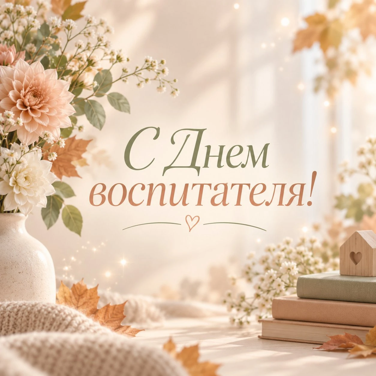 Красивая открытка с надписью «С Днем воспитателя!»