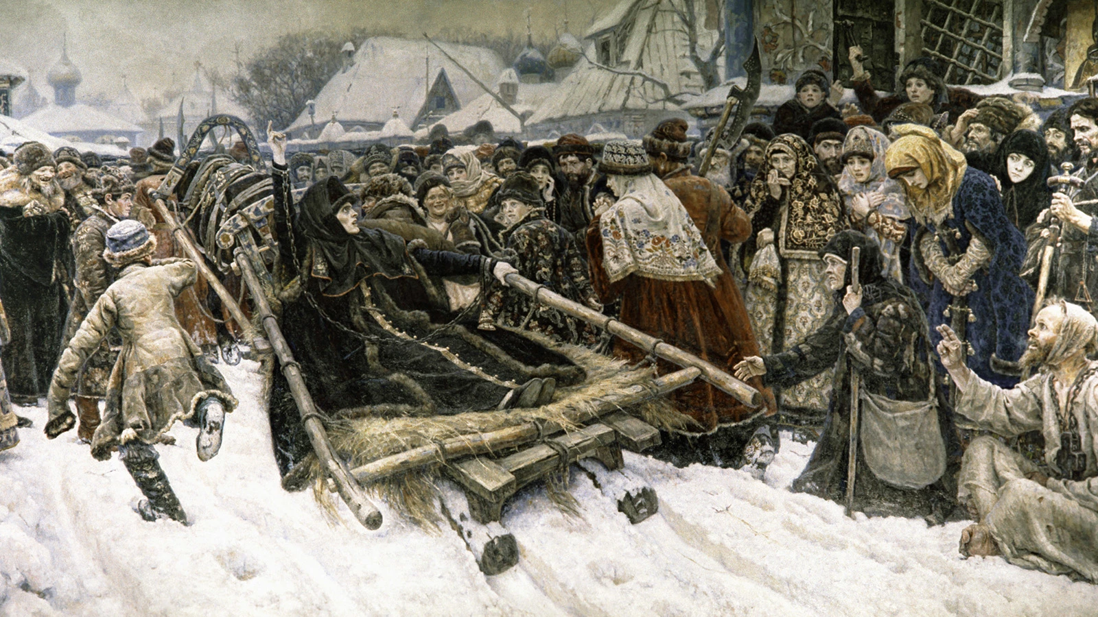 Репродукция картины «Боярыня Морозова». Холст, масло, 1887 год. Художник Василий Иванович Суриков (1848–1916)