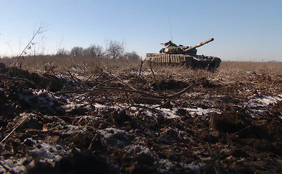 Танк ополченцев вблизи Углегорска, 18 февраля 2015 год