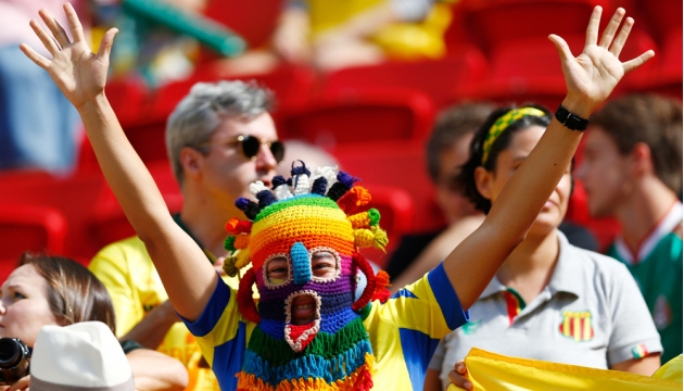 Фанат Эквадора болеет за свою команду на "Национальном стадионе имени Манэ Гарринчи" во время матча в группе Е  Швейцария - Эквадор. 15 июня, Бразилиа, Бразилия.