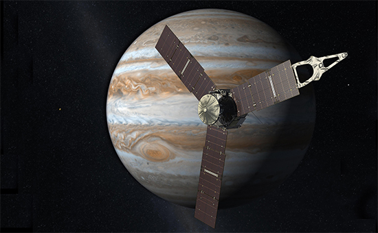 Космический аппарат Juno около&nbsp;Юпитера

Иллюстрация: nasa.gov
