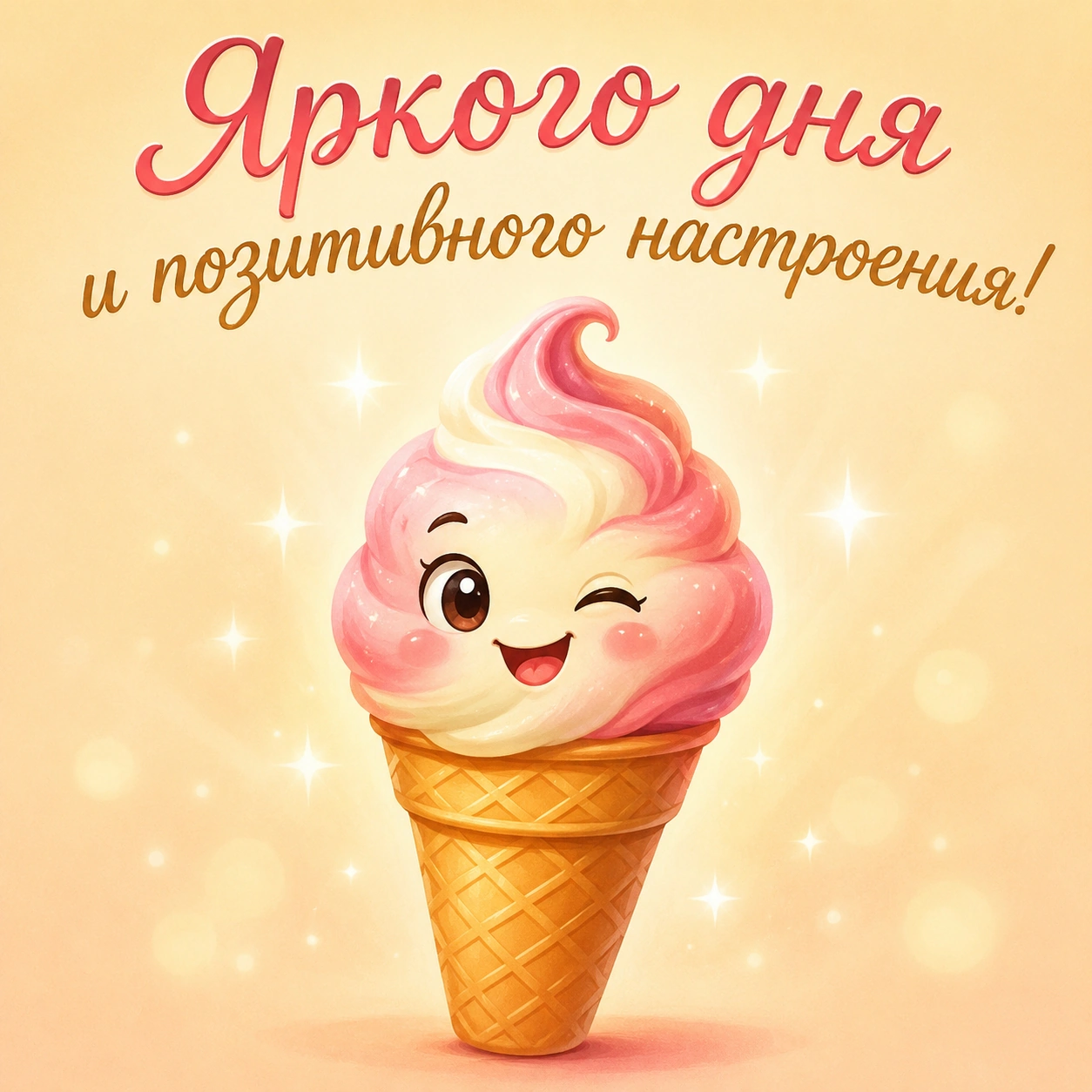 Смешная открытка с надписью «Яркого дня и позитивного настроения!»