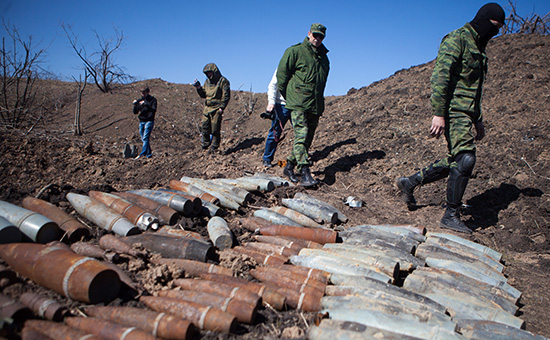 Уничтожение мин на полигоне в Донецкой области.
