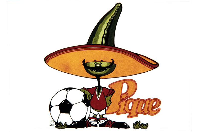 1986&nbsp;год, Мексика&nbsp;&mdash;&nbsp;Пике

В 1986 году мексиканцы, снова проводившие в&nbsp;своей стране чемпионат. выбрали талисманом острый перец Пике (от&nbsp;исп.picante, обобщающего названия для&nbsp;специй) с&nbsp;усами и&nbsp;сомбреро на&nbsp;голове. Создателем талисмана стал бразильский художник Жайме Переду.
