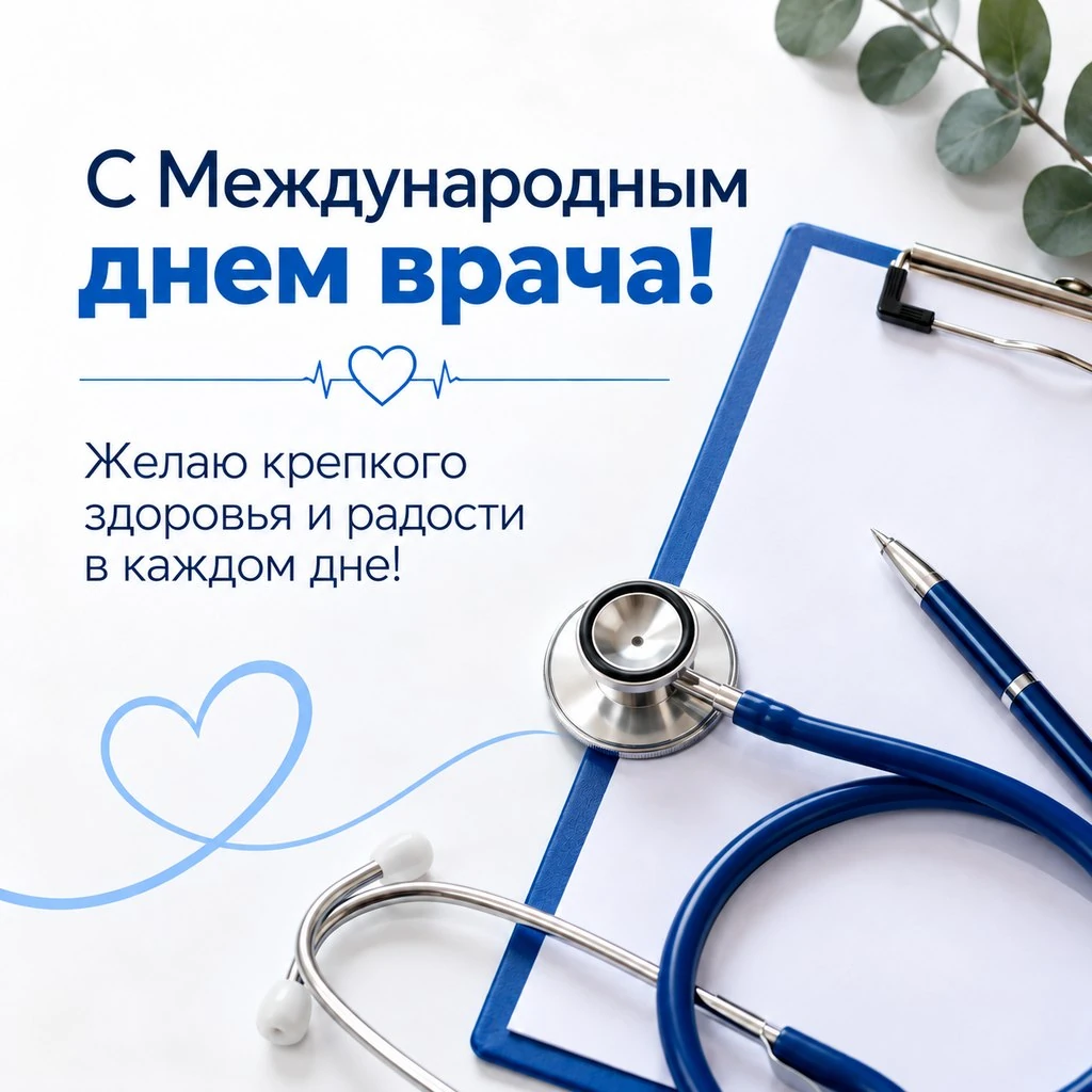 Открытка к Международному дню врача с пожеланием крепкого здоровья
