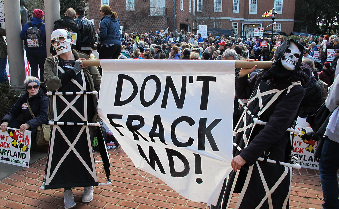 Противники добычи газа и нефти из подземного сланца. Штат Мэриленд. Март 2017 года