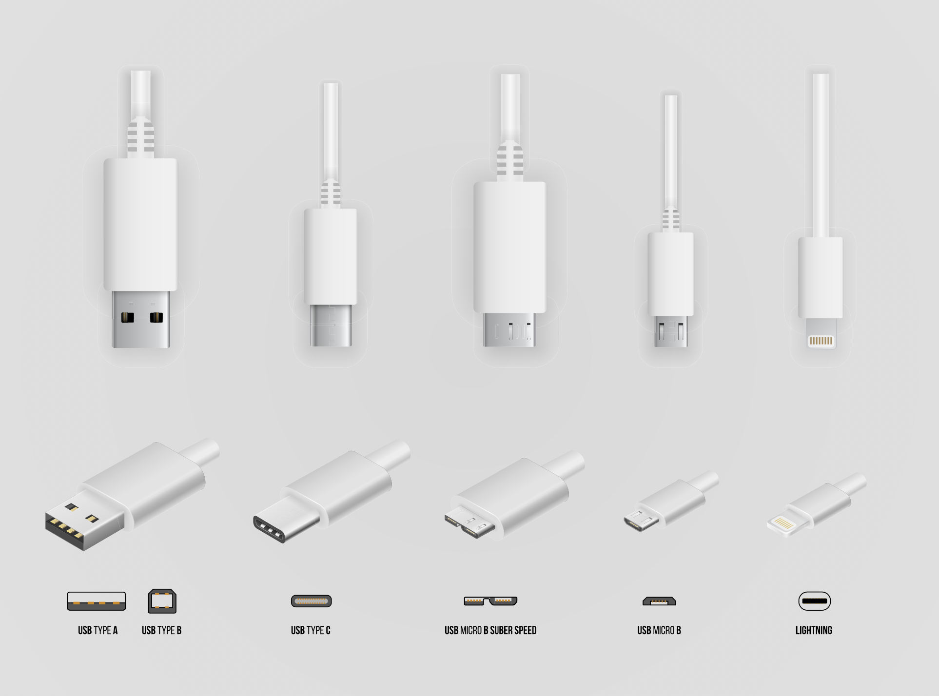 В зависимости от смартфона понадобится кабель с MicroUSB, Type-C или Lightning-разъемом