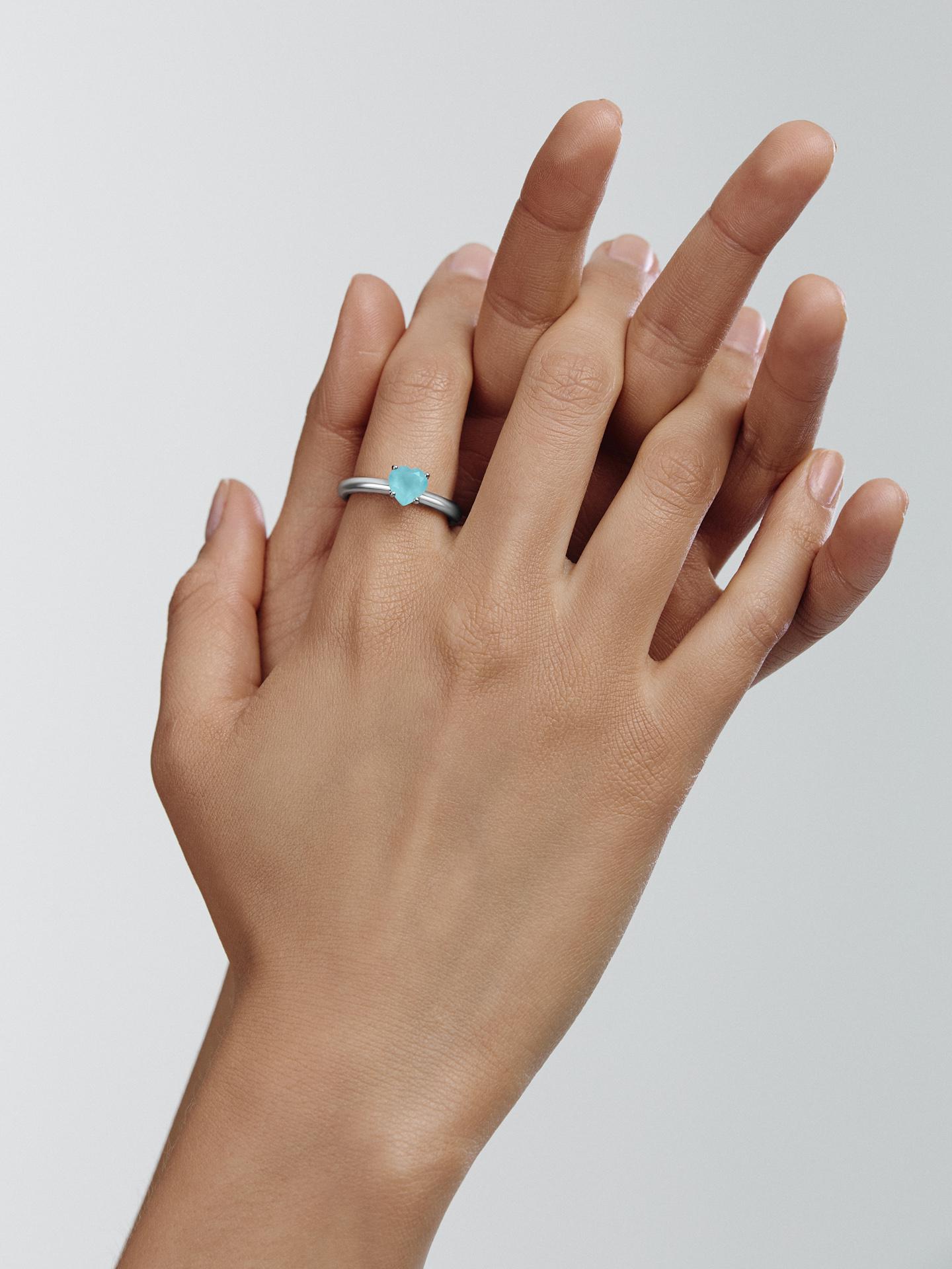 Кольцо c небесно-голубым агатом Cartoon Hearts