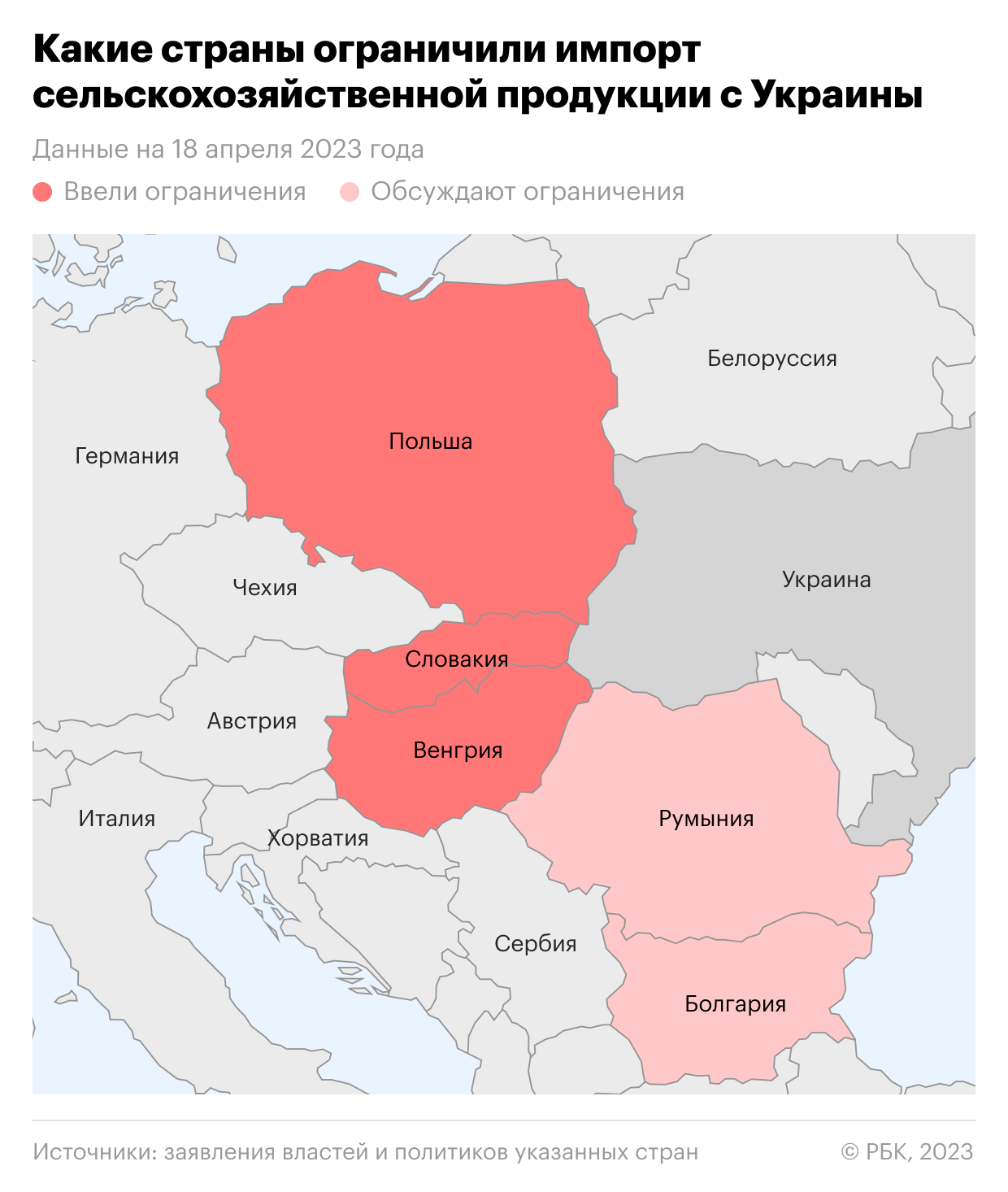 Какие страны ограничили импорт сельхозпродукции с Украины. Карта"/>













