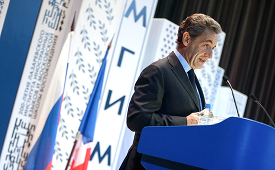 Экс-президент Франции, лидер французской оппозиционной партии &laquo;Республиканцы&raquo; Николя Саркози во&nbsp;время выступления перед&nbsp;студентами МГИМО