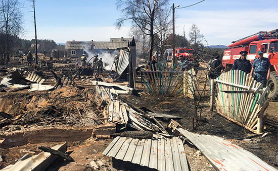 Последствия пожара в поселке Черемушки, Бурятия


