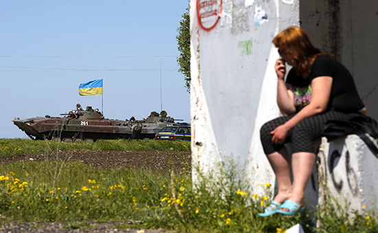 БМП&nbsp;с&nbsp;флагом Украины.&nbsp;2014 год




