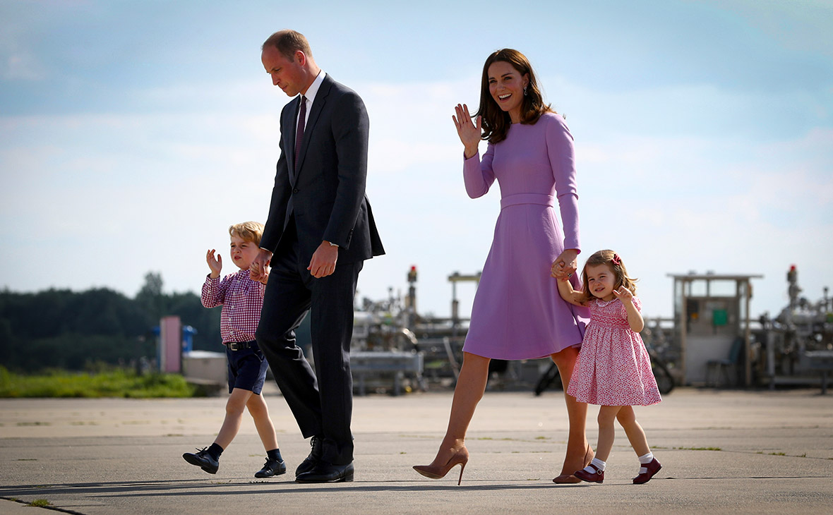 Принц Уильям, герцогиня Кембриджская Кейт, принц Джордж и принцесса Шарлотта