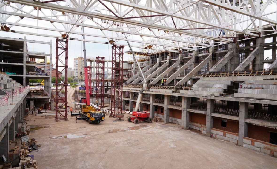 Строительство Центра спортивной борьбы в Уфе, июль 2023