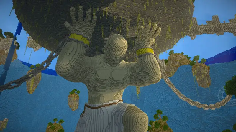 Статуя Атланта, на создание которой у игрока Minecraft ушло несколько месяцев